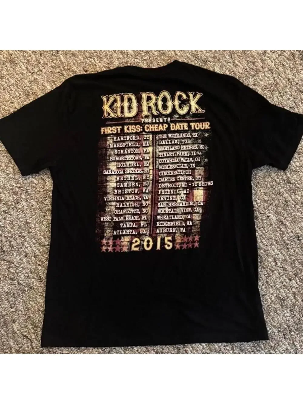 Men’s Kid Rock 2015 Tour Graphic T-Shirt Short Sleeve Black
